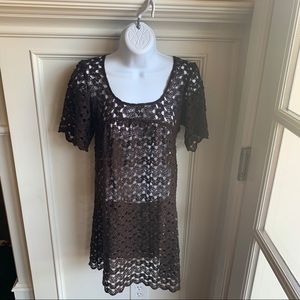 Pretty brown crochet bathing suit coverup.